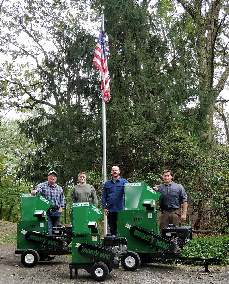 Mighty Mac Company and wood chipper model photoshoot